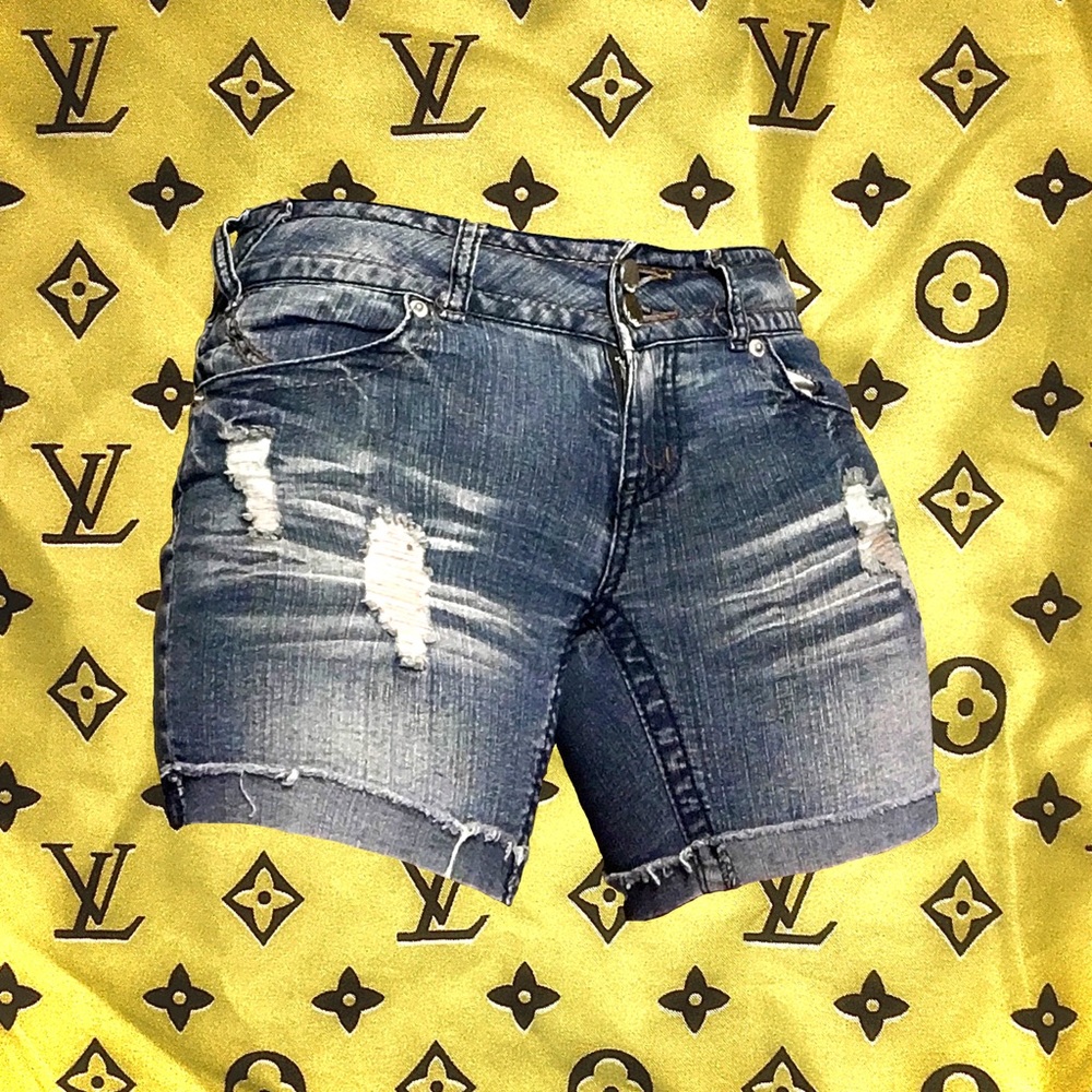 blue denim shorts